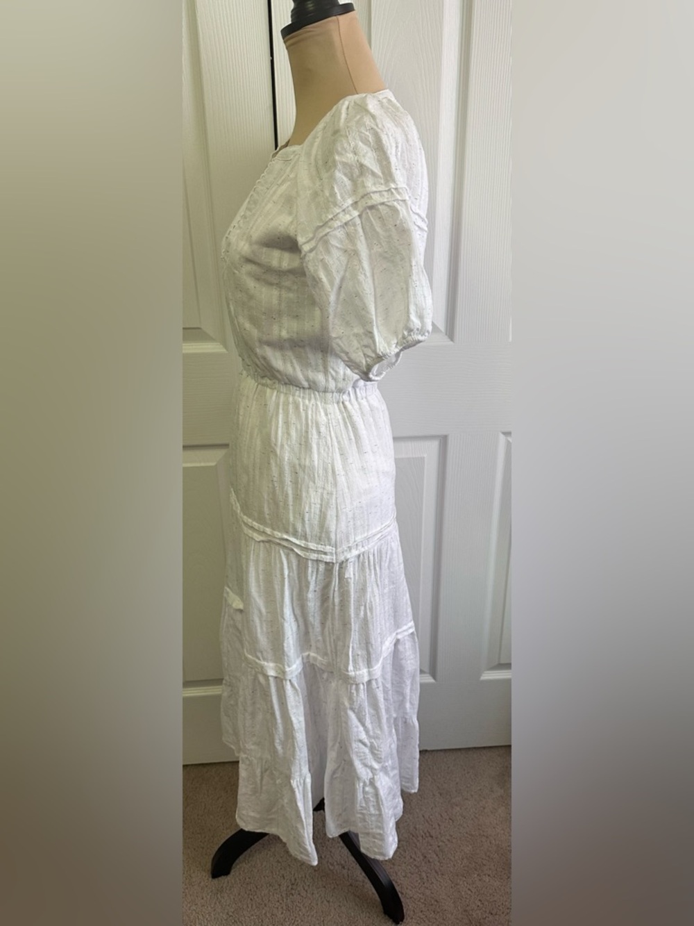 Betsey Johnson White Tiered Eyelet Midi Dress - Picture 2 of 7